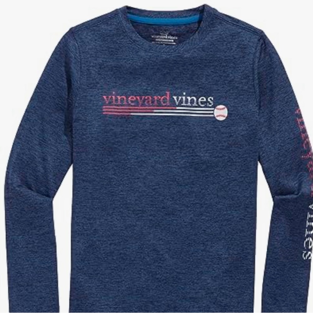 Vineyard Vines Boys' Fast Pitch Baseball Long-Sleeve Harbor
Performance Tee